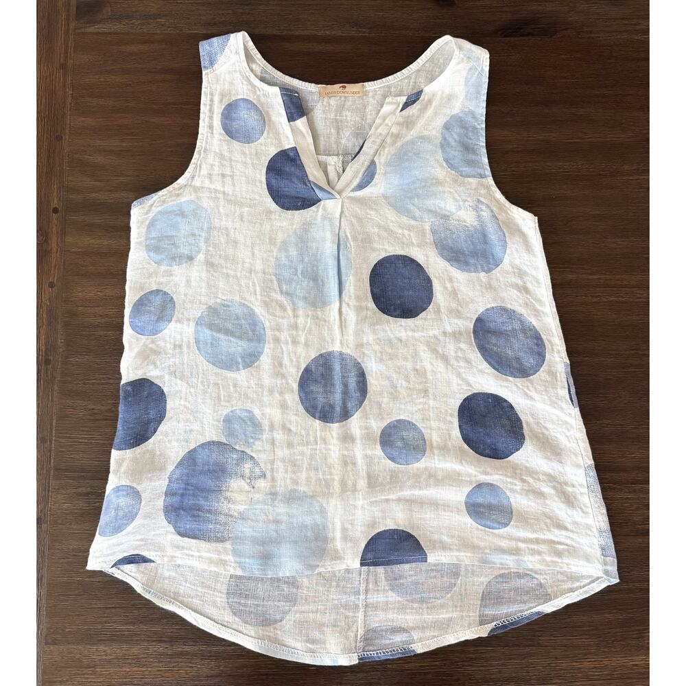 Bubble Print Linen Top Womens Small White Polka Dot Shirt Italy Lands Downunder